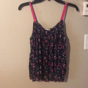 Navy blue float tank top with pink/green flowers